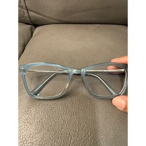 Pure‎ Color Chic Blue Rectangular Eyeglass Frame only 52-16-135 Silver Temples